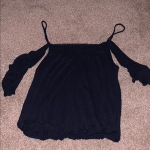 Navy blue tank top with off the shoulder detail